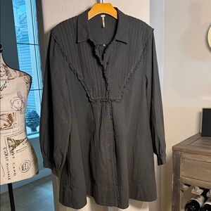 Free People Cherry Mini Dress Charcoal with pockets # OB1683294 MEDIUM